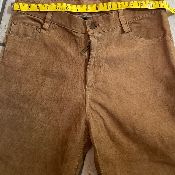 Leather pants with color block on the ends. - Picture 6 of 8